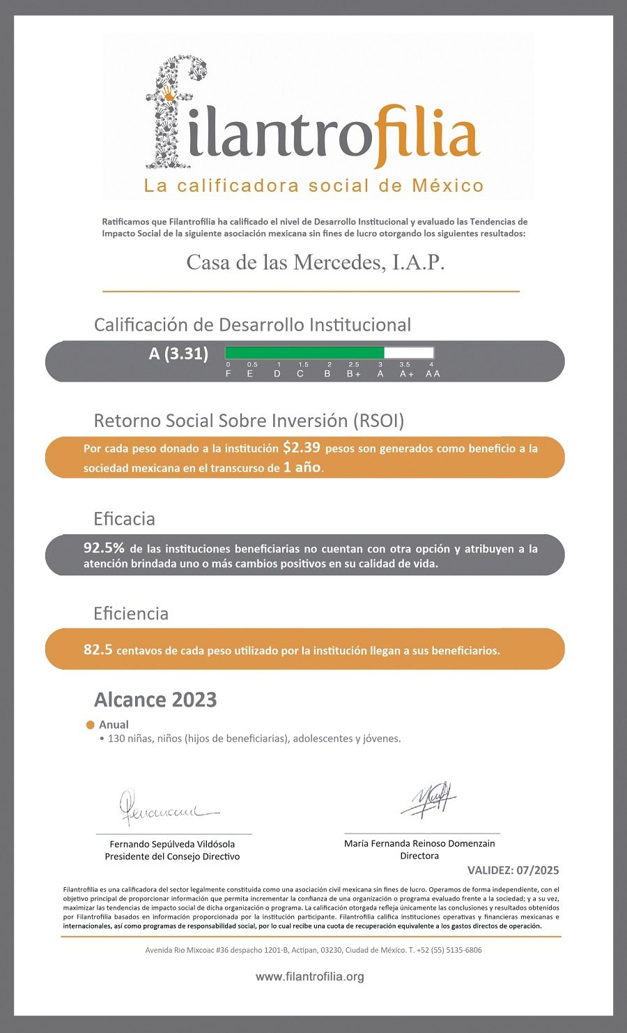 Constancia de calificación
